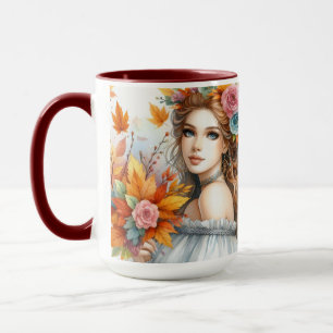 Mug Princesse de automne vintage avec feuilles d'autom