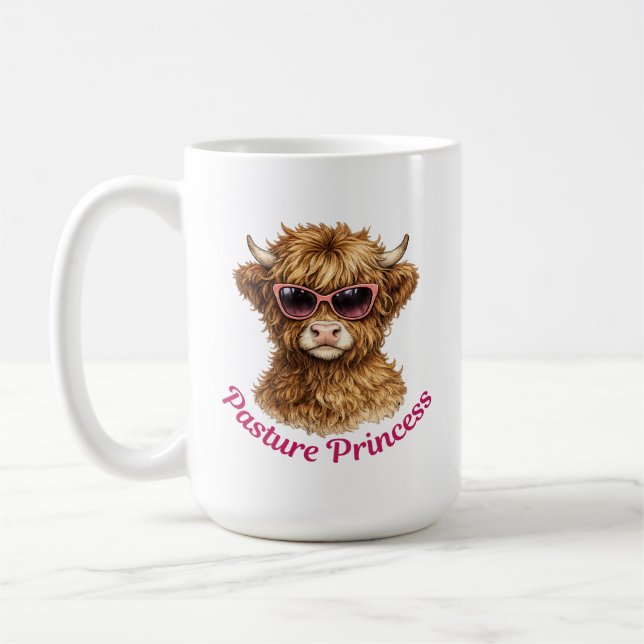 Mug Princesse de pâturage Vache Highland mignonne drôl (Gauche)