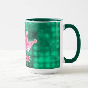 Mug Princesse Girly et diadème roses et verts de