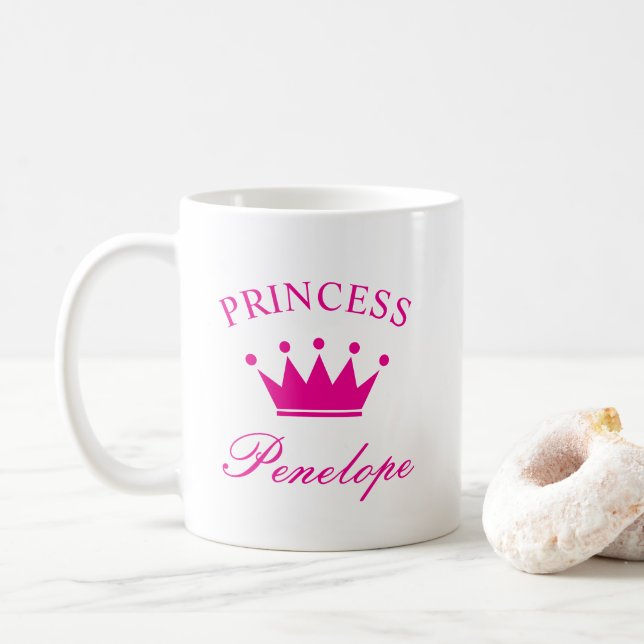 Mug princesse personnalisé avec couronne et nom (Avec donut)