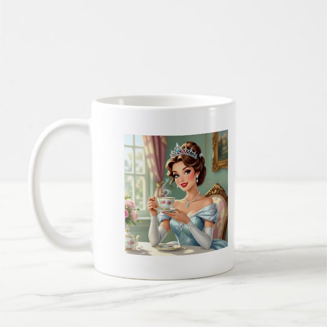 Mug Princesse sophistiquée avec une couronne et une ro (Gauche)
