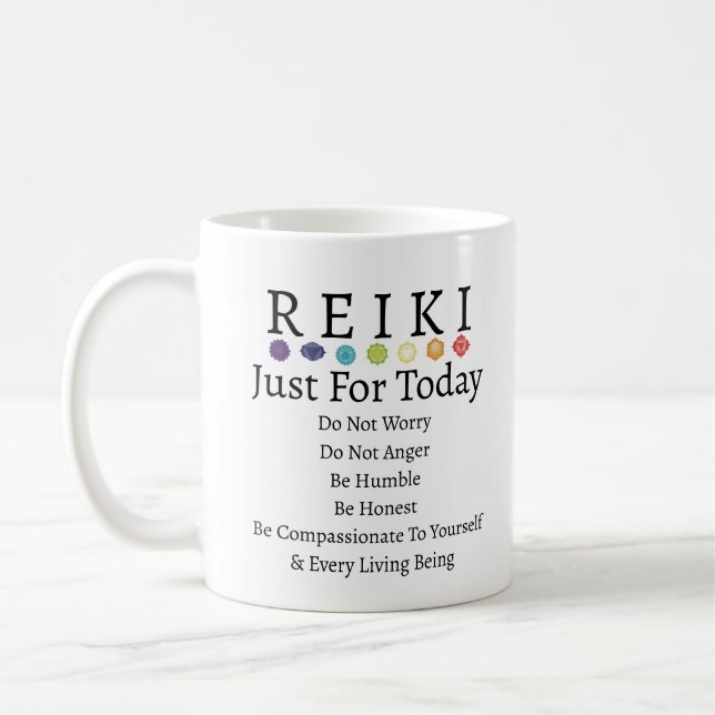 Mug Principes de Reiki Préceptes blanc (Gauche)