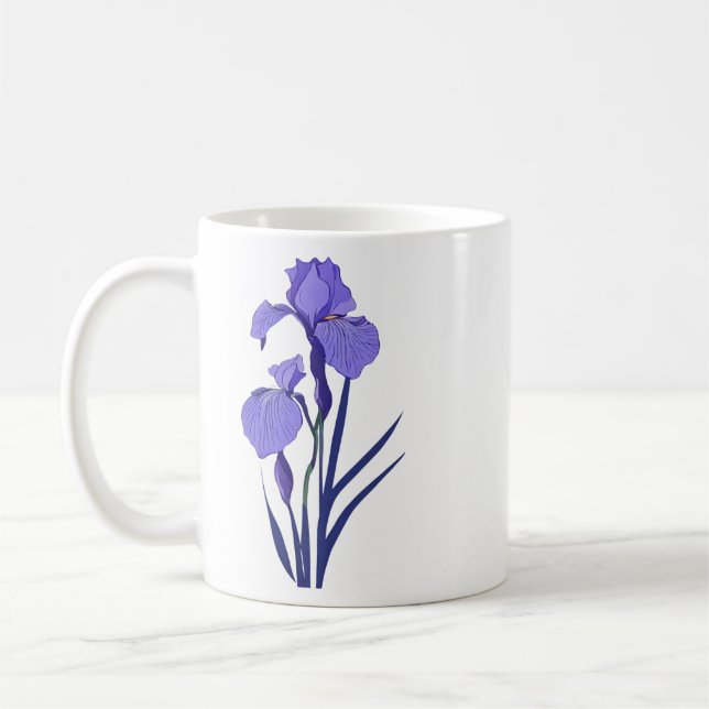 Mug Printemps 42 fleurs, dessin à trait, minimaliste,  (Gauche)