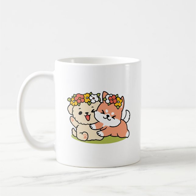 Mug Printemps dans la laideur - Illustration de chien  (Gauche)