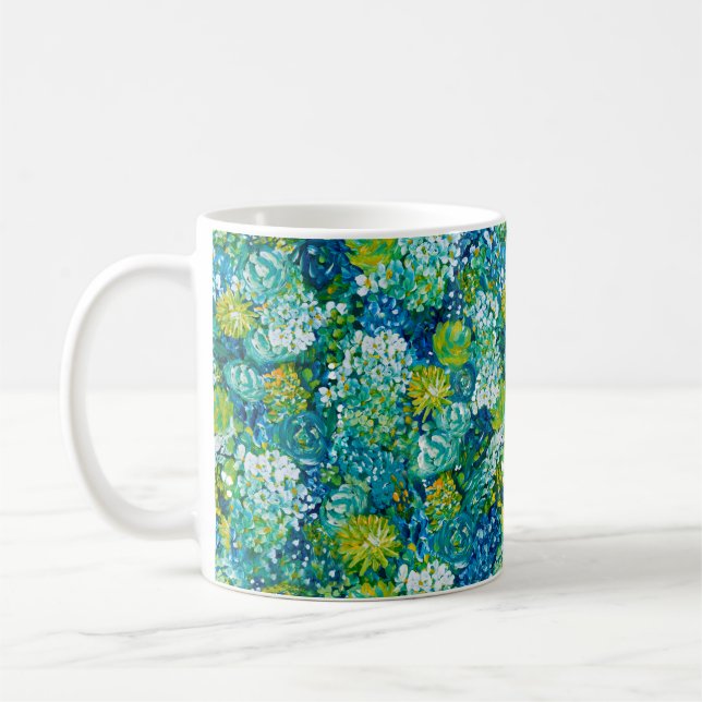 Mug Printemps jubilaire bleu et vert Floral moderne (Gauche)