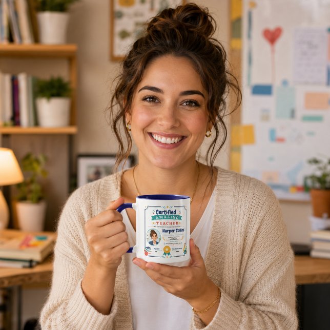 Mug Prix de l'enseignant incroyable certifié Coloré (Colorful Certified Amazing Teacher Award Mug
)