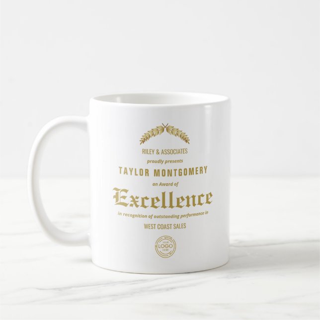 Mug Prix d'excellence Logo d'affaires (Gauche)