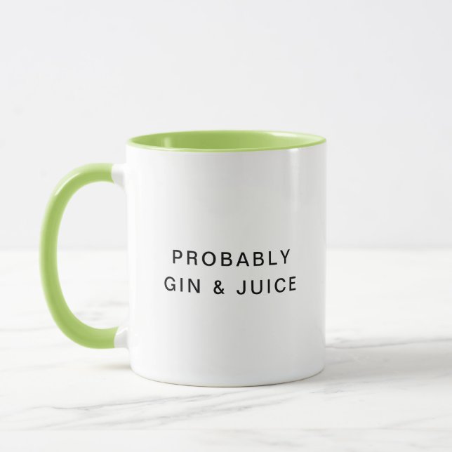 Mug Probablement Gin & Jus Drôle Typographie Coffee Mu (Gauche)
