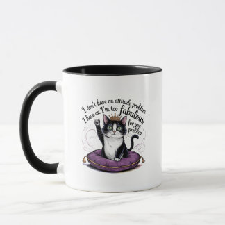 Mug Problème d'attitude drôle sarcasme chat 