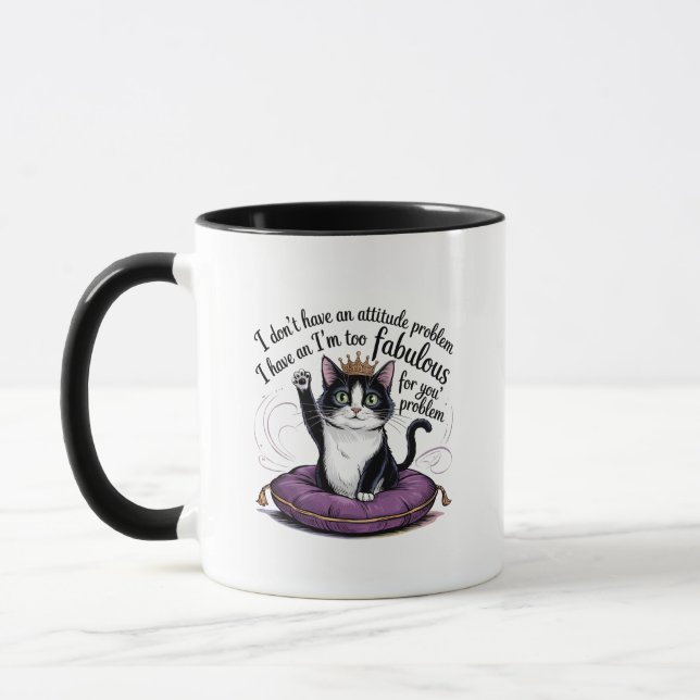 Mug Problème d'attitude drôle sarcasme chat  (Gauche)