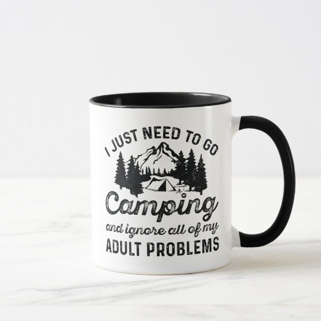 Mug Problèmes d'adultes en camping (Droite)
