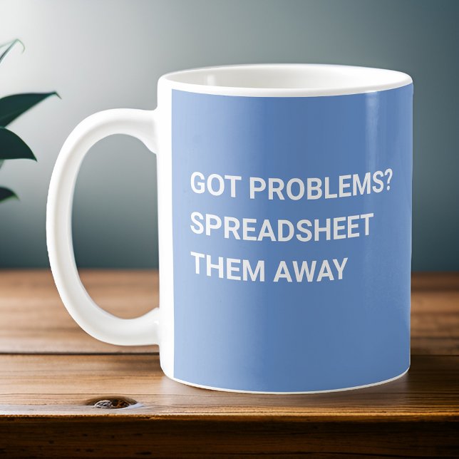 Mug Problèmes Spreadsheet them Away Light Blue (Créateur téléchargé)