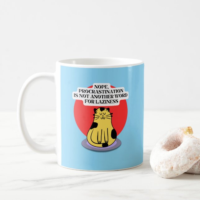 Mug Procrastination Theme Cat's Meme (Avec donut)