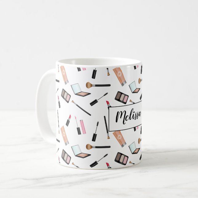 Mug Produits de Maquillage Motif Avec Nom Personnalisé (Devant gauche)