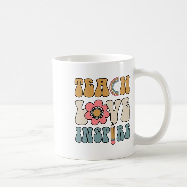Mug Prof Inspirant Rétro Groovy Bonjour À L'École (Droite)