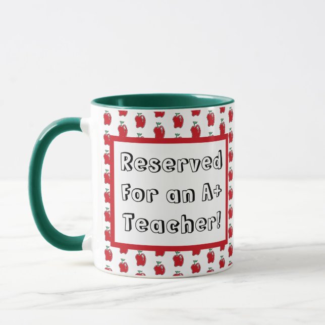 Mug Professeur A+ Pomme Rouge École Cartoon Cool (Gauche)