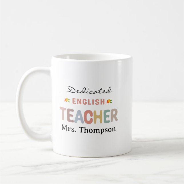 Mug Professeur d'Anglais Dédié Nom Personnalisé (Gauche)