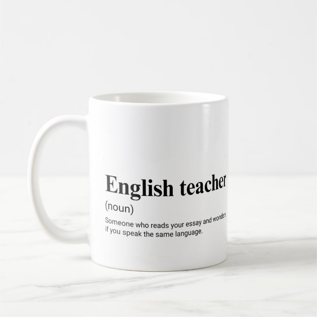 Mug Professeur d'anglais Définition drôle d'enseigneme (Gauche)