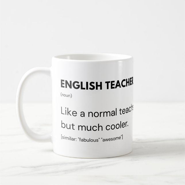 Mug Professeur d'anglais Professeur cool et éducateur (Gauche)