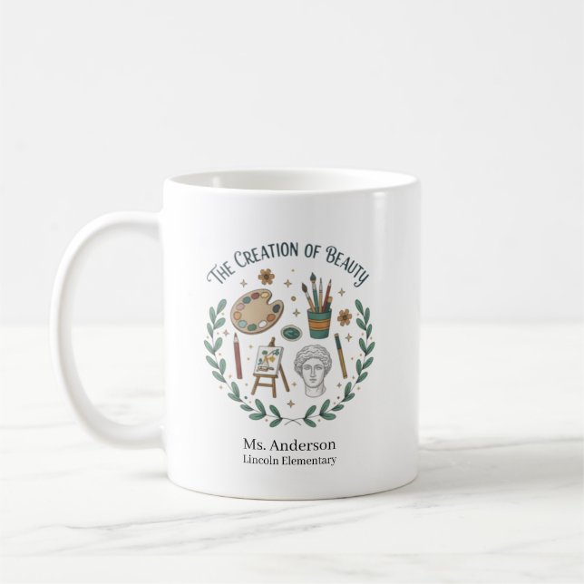 Mug Professeur d'art personnalisé La création de beaut (Gauche)