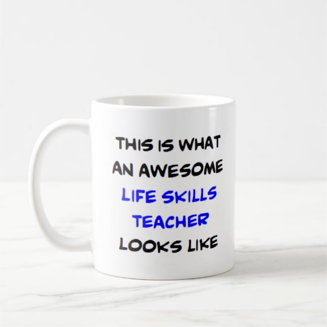 Mug professeur de compétences de vie, génial (Gauche)