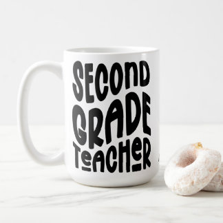 Mug Professeur de deuxième année Typographie noire Des