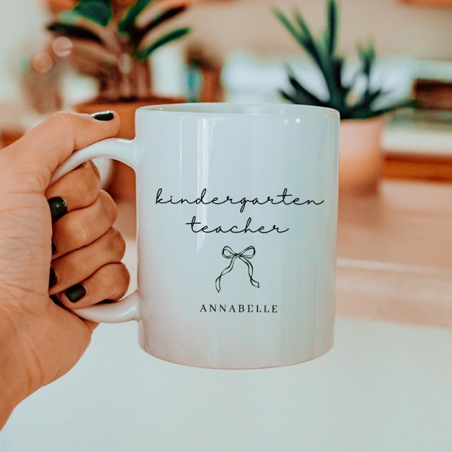 Mug Professeur de Maternelle Écriture Noire Minimalist (Créateur téléchargé)