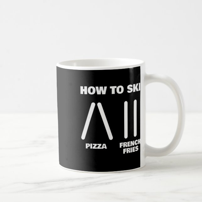 Mug Professeur de ski drôle Pizza Frites Ski Amour (Droite)