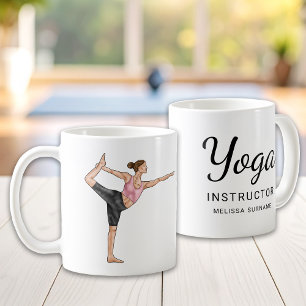 Mug Professeur de yoga Danseuse en pose Nom personnel