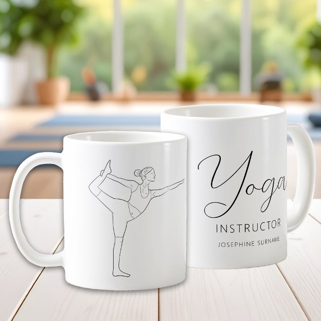 Mug Professeur de yoga Danseuse Pose Noir Dessin au tr (Créateur téléchargé)