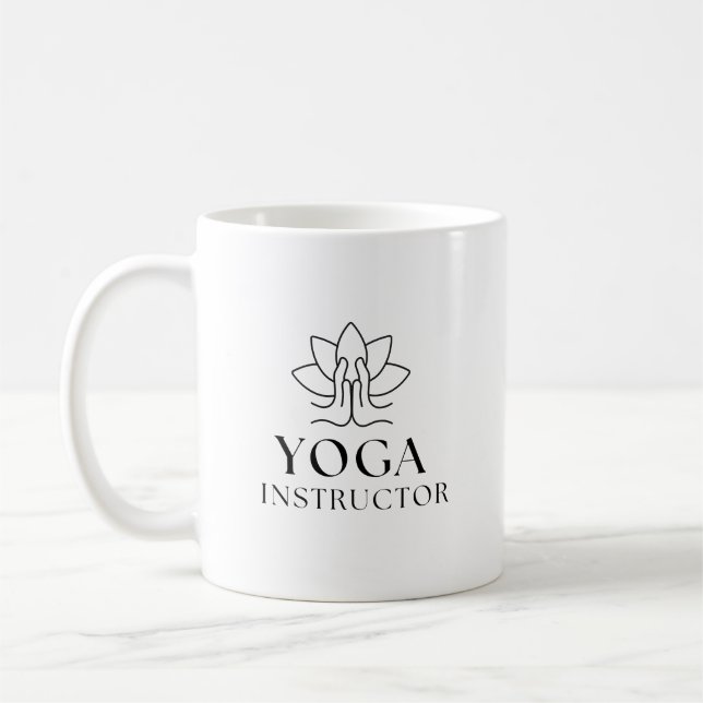Mug Professeur de Yoga Minimaliste Lotus (Gauche)