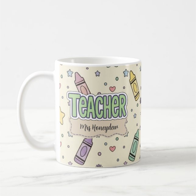 Mug Professeur École Craie Pastel Motif  (Gauche)