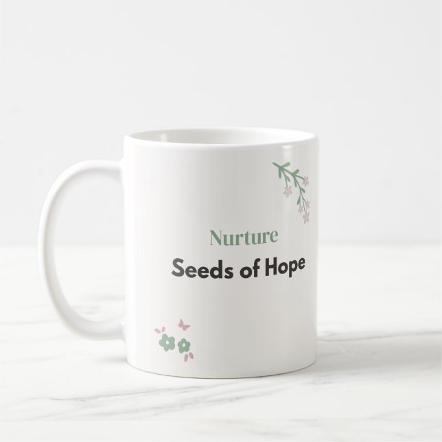 Mug Professeur Fleurs Nourrir les Graines de l'Espoir  (Gauche)