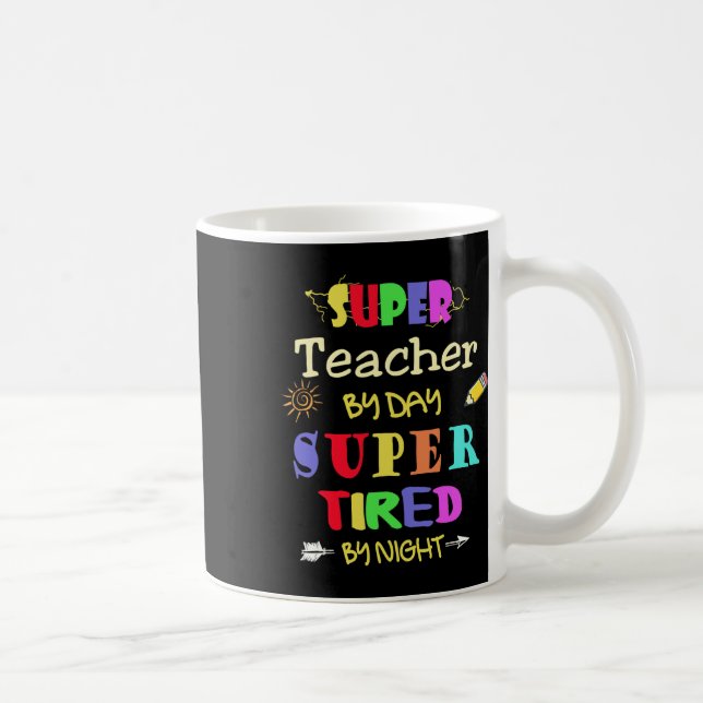 Mug Professeur Par Jour Super Fatigué Par Nuit Funny S (Droite)