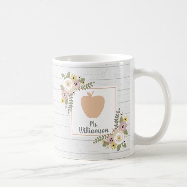 Mug Professeur personnalisé par bois floral (Droite)