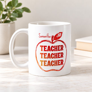 Mug Professeur Pomme Rouge Personnalisé Croquis