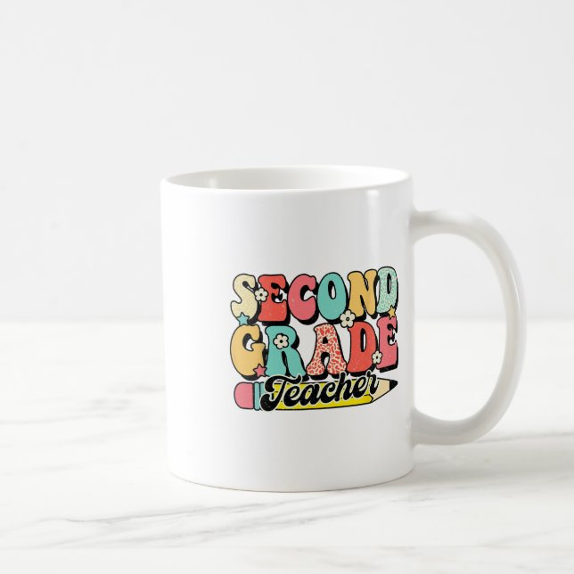 Mug Professeur rétro groovy de deuxième année premier  (Droite)