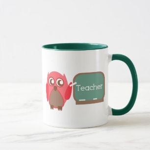 Mug Professeur rouge de hibou au tableau