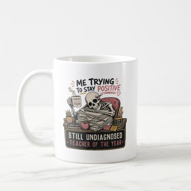 Mug Professeur squelette drôle de l'année cadeau perso (Gauche)