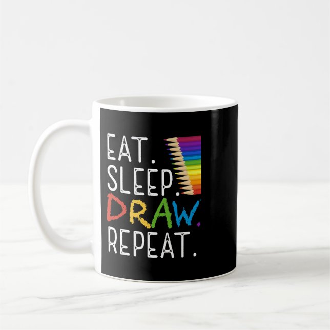 Mug Professeur Travail Manger Sommeil Dessin Répétitio (Gauche)