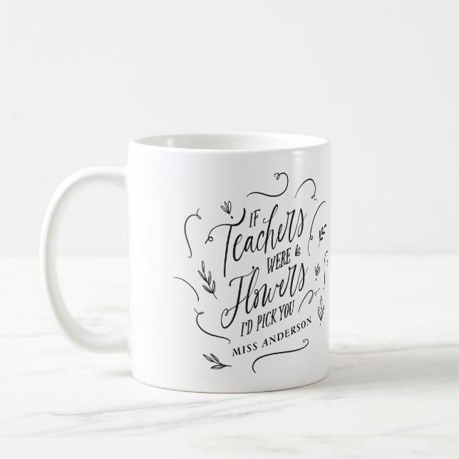Mug Professeur typographie moderne élégante fleurs de  (Gauche)