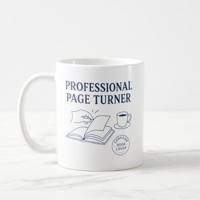 Mug Professional Page Turner Funny Bookish Gift Idea (Gauche)