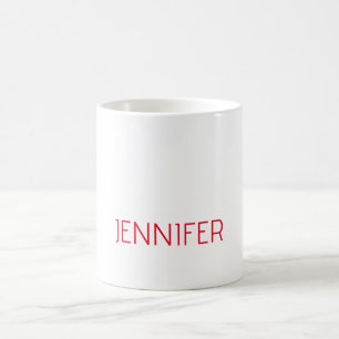 Mug Professionnel minimaliste moderne blanc rouge nom