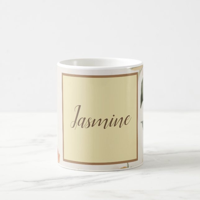 Mug Professionnel Moderne Floral Pastel Beige Couleur (Centre)