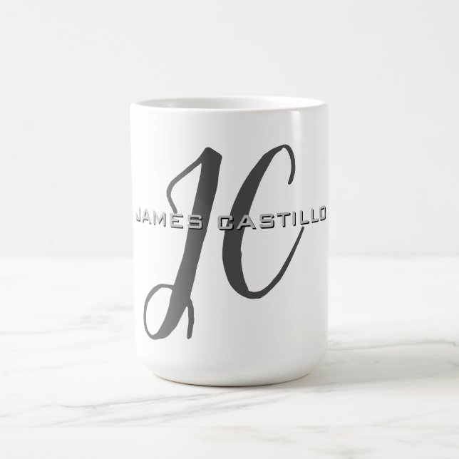 Mug Professionnel Moderne Monogramme Minimaliste (Centre)