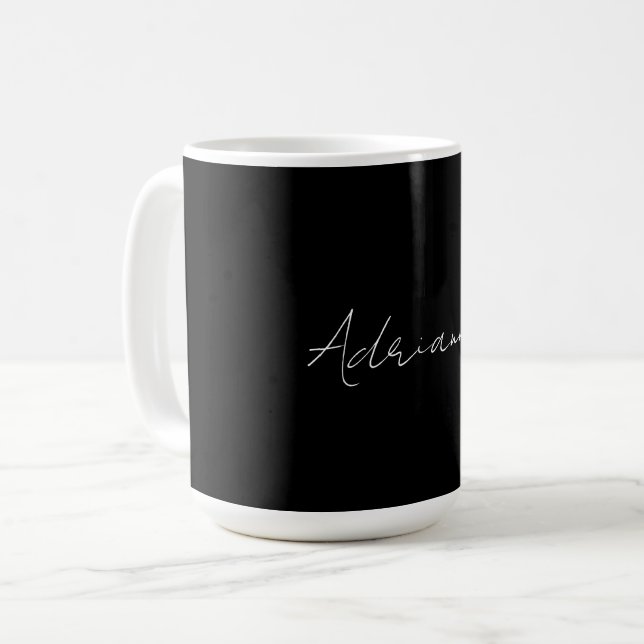 Mug Professionnel noir ajouter votre nom écriture manu (Devant gauche)