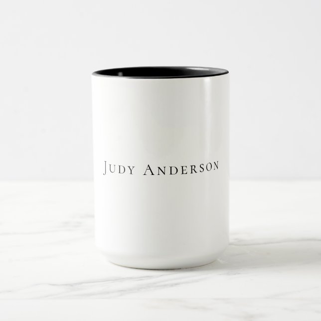 Mug Professionnel Plain Moderne Élégant Votre Nom (Centre)