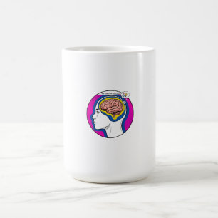 Mug Profil de cerveau tête humaine cercle rose bleu.