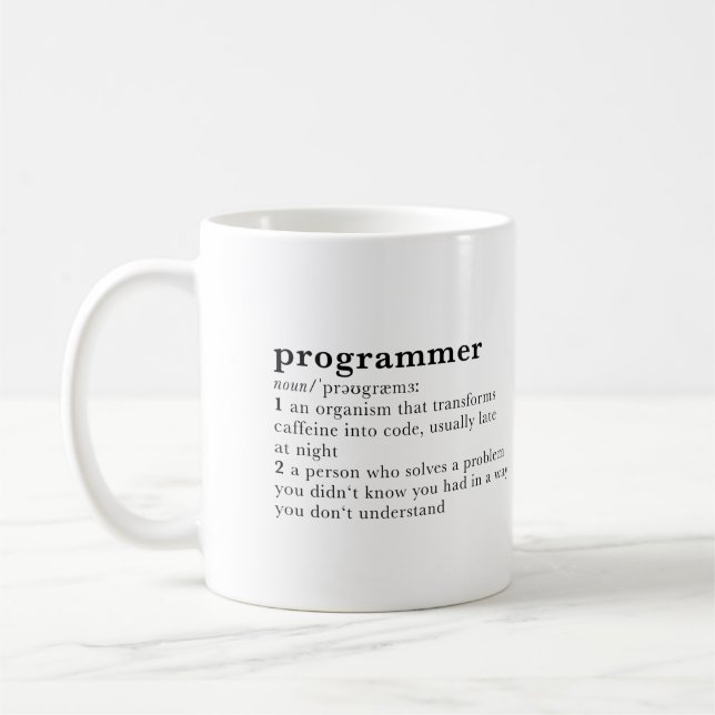 Mug programmeur. entrée de dictionnaire drôle (Gauche)
