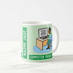 Mug Programmeur Informatique Femme Noire Avec Nom.